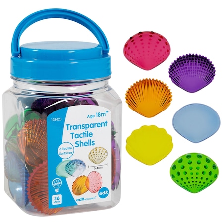 Edxeducation Tactile Shells, Transparent, Mini Jar, 36PK 13842